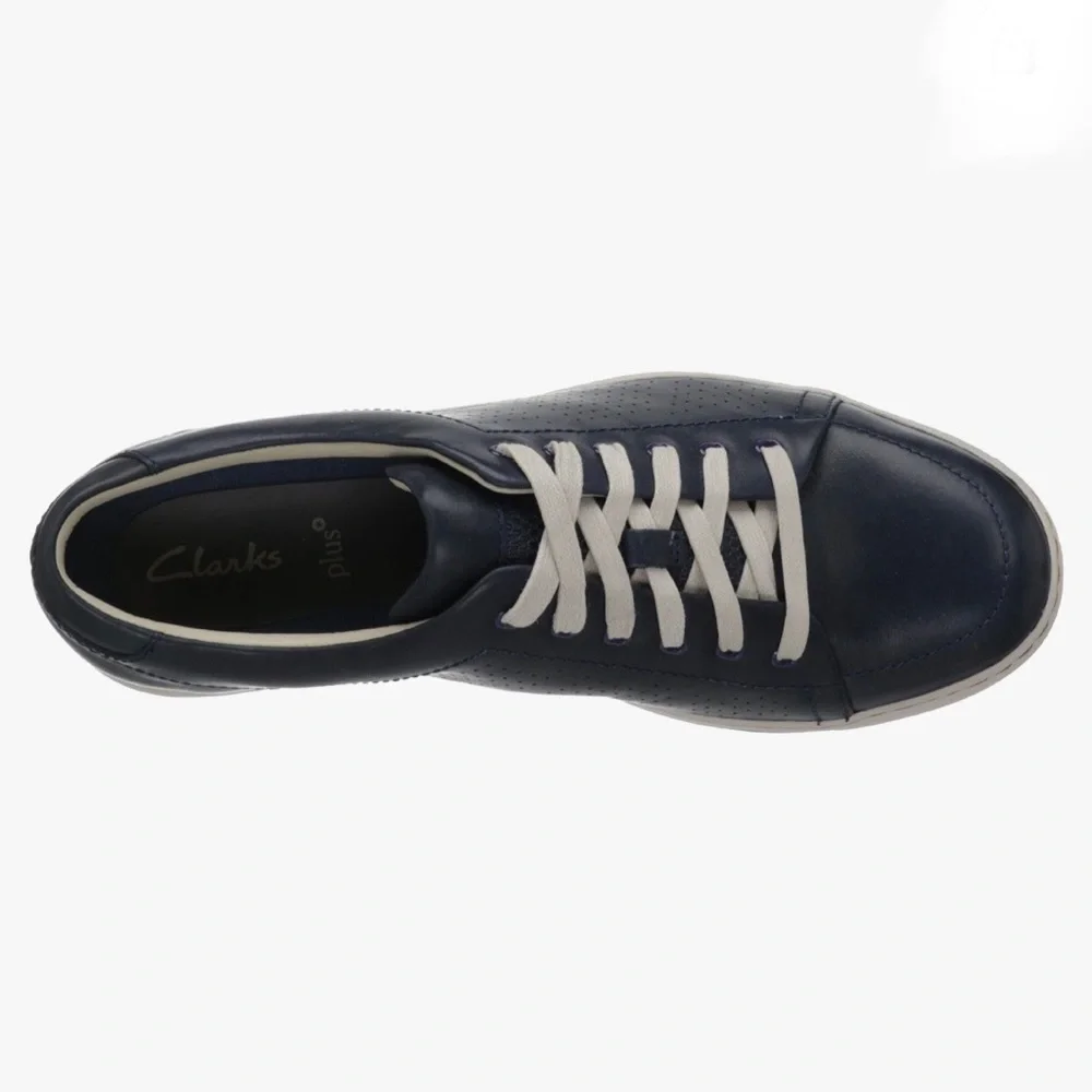 Clarks Men's Niven Life Oxford Navy Blue Leather Sneakers 12 - Picture 5 of 15